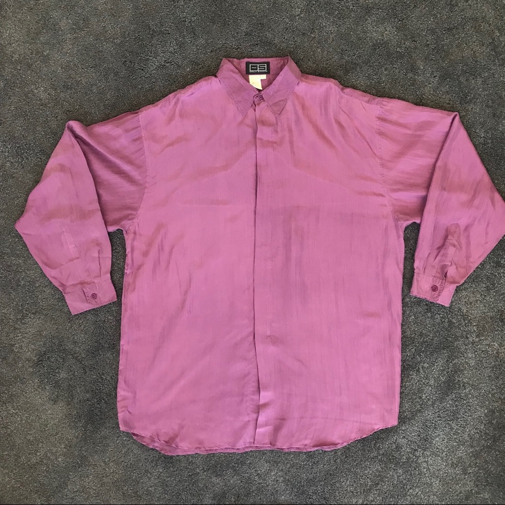 Only Stuff Button Down Shirt 100% Silk Vintage